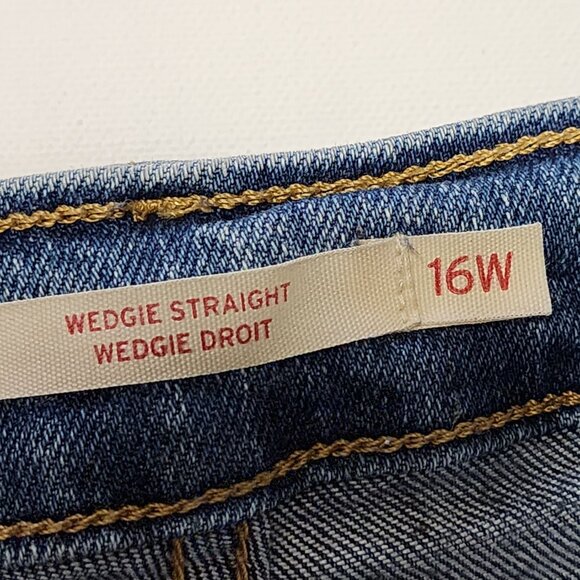 Levi's Medium Wash Stretch Denim Button Fly Wedgie Straight Jeans - Picture 6 of 9